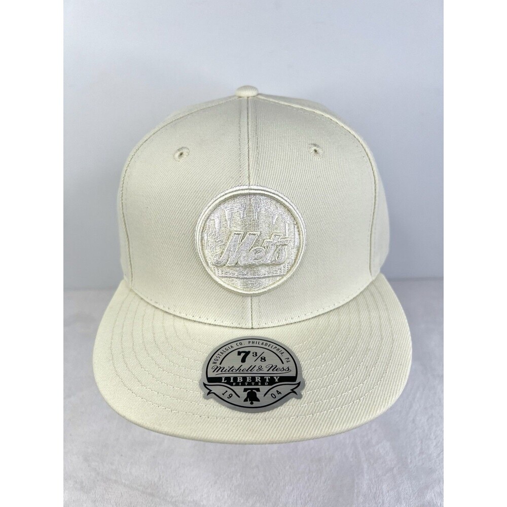 New York Mets Mitchell & Ness Liberty Fitted Baseball Hat Size 7 3/8 Khaki New